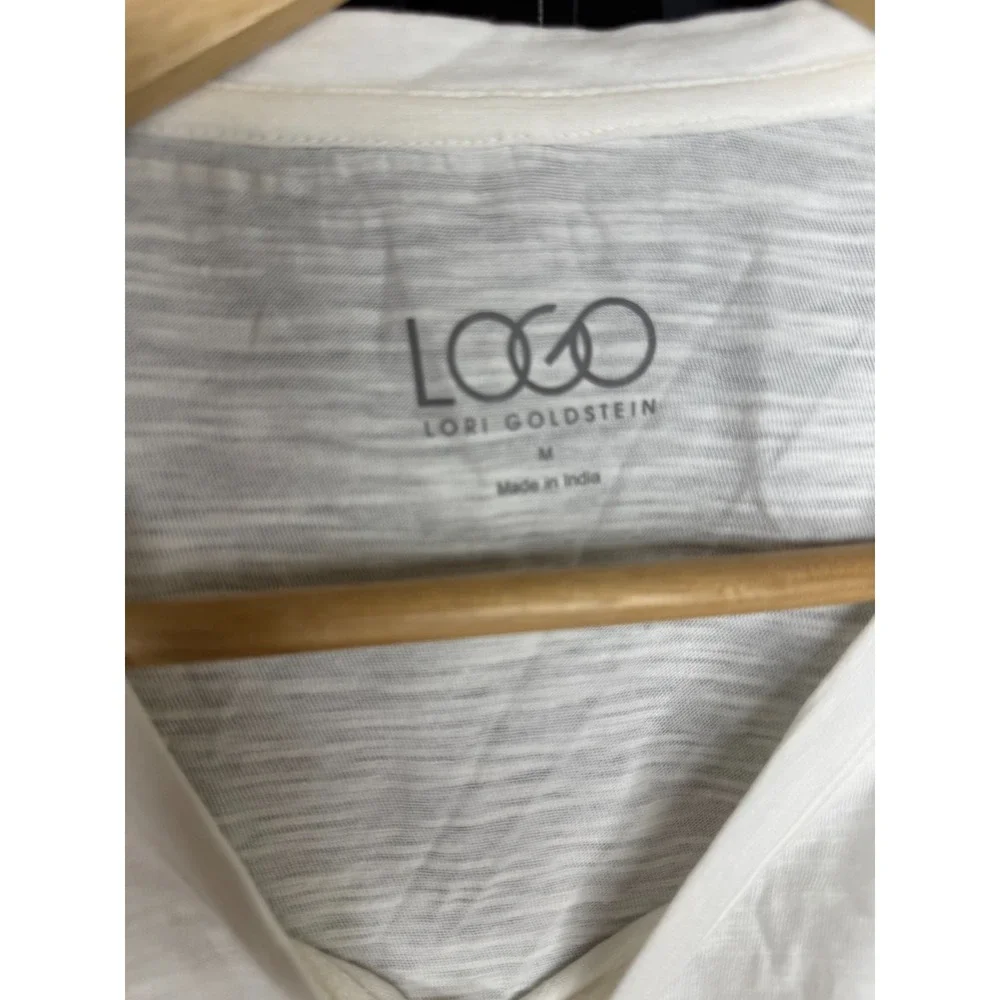LOGO by Lori Goldstein Women's 100% Cotton Ruffle Sleeve Tee Alabaster #36# - Picture 5 of 12